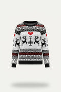 Women's All-Over Fair Isle or Rudolph Print Christmas Sweater - White