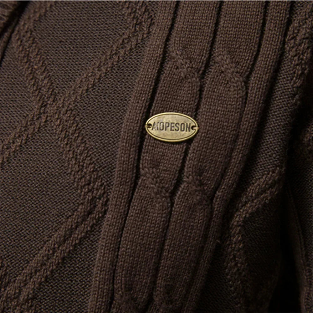 Men's Shawl Collar Cable Knit Button Cardigan