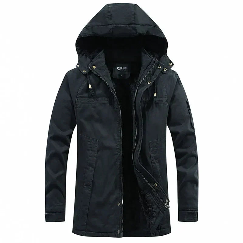 Men's Wind-Resistant Everyday Parka With Fleece Lining - Black