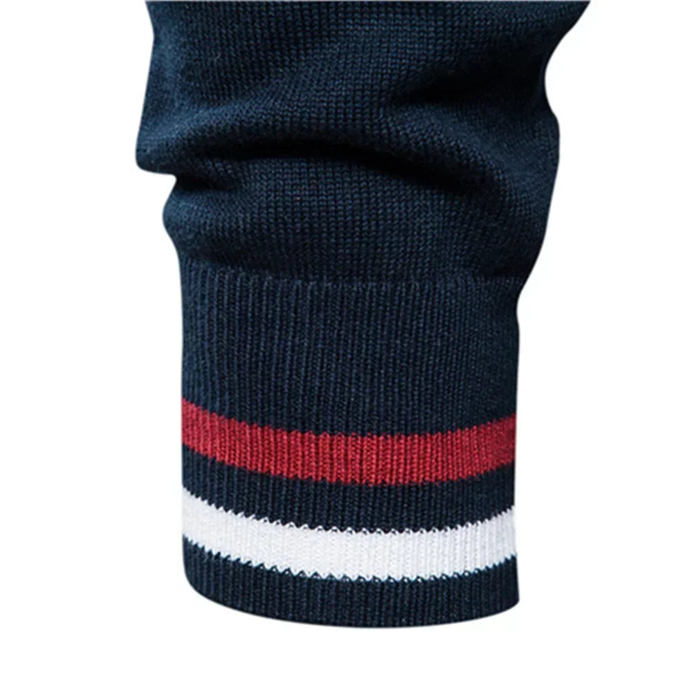 Men's Two Tone Zip Cardigan Ribbed Stand Collar Jacket