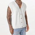 Men's Knitted Vest Button Front Textured Sleeveless Summer Layer