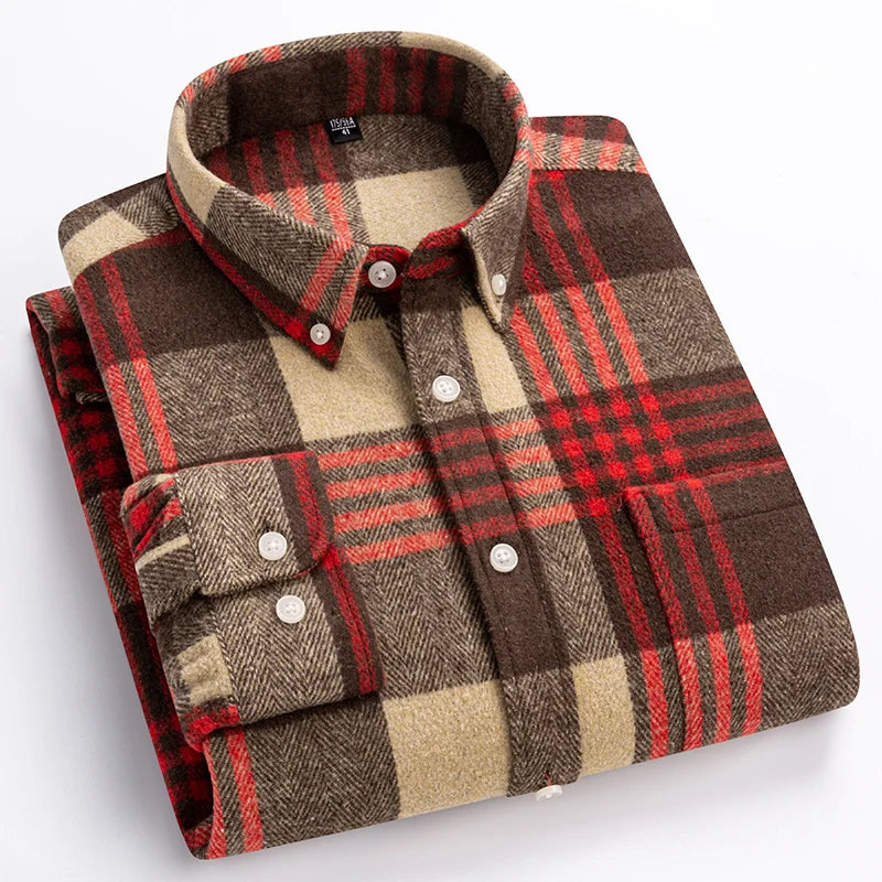 Men's Button Down Plaid Flannel Long Sleeve Casual Shirt