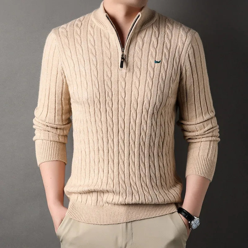 Men's Australian Merino Wool Zip Neck Sweater