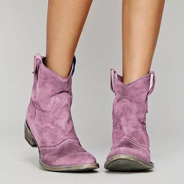 Women's Vintage Cowboy Ankle Boots – Western Style