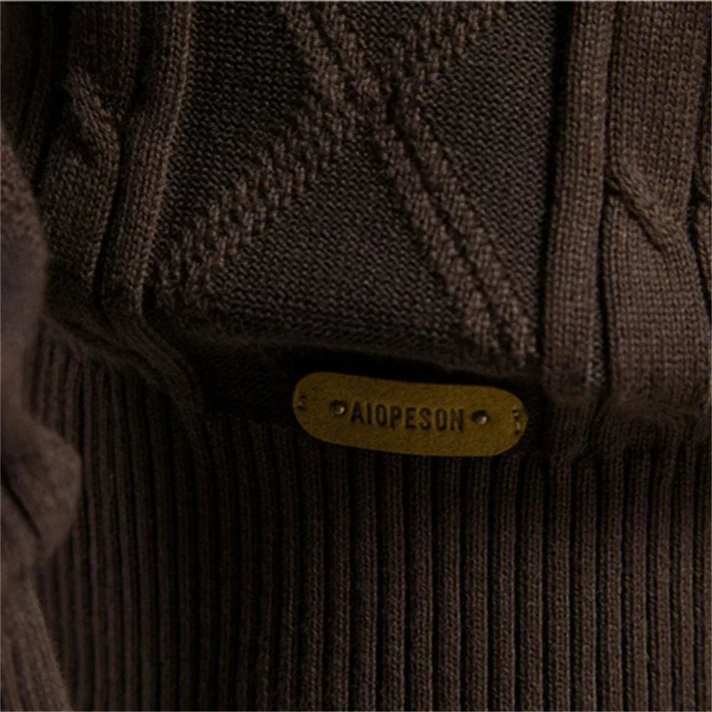 Men's Shawl Collar Cable Knit Button Cardigan