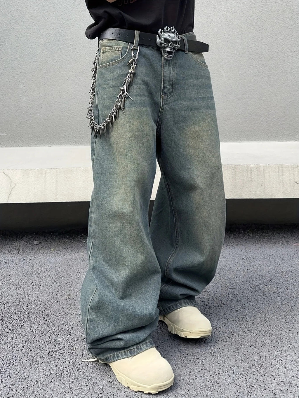 Men's Baggy Streetwear Jeans Relaxed Wide Leg Denim
