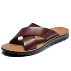 Men's Leather Slip On Sandals Italian Style Premium Comfortable