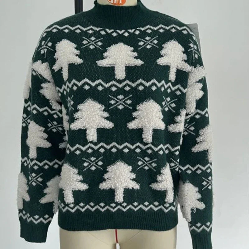 Women's Novelty Print Christmas Party Crewneck Sweater