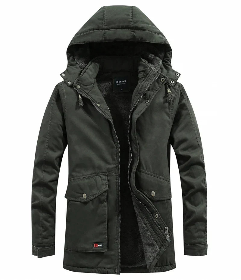Men's Wind-Resistant Everyday Parka With Fleece Lining - Army Green A