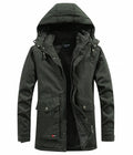 Men's Wind-Resistant Everyday Parka With Fleece Lining - Army Green A