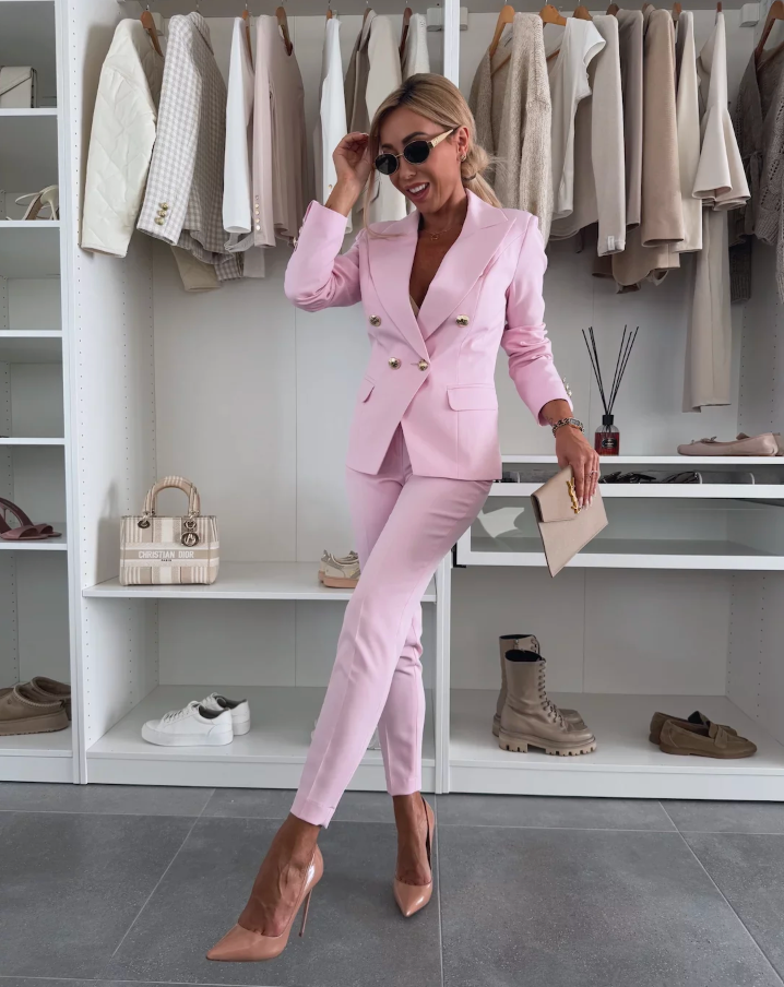 Women's Tailored Double Breasted Blazer and Slim Trouser
