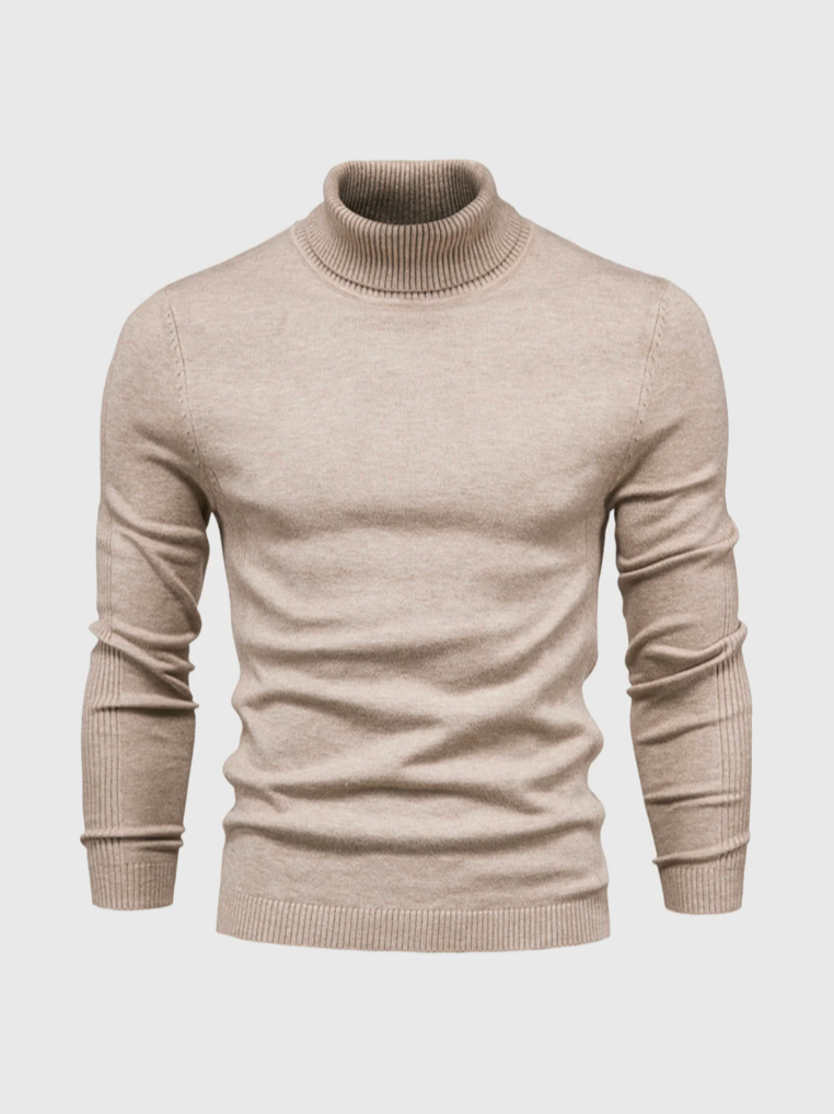 Men's Minimalist Fine Knit Turtleneck - Beige