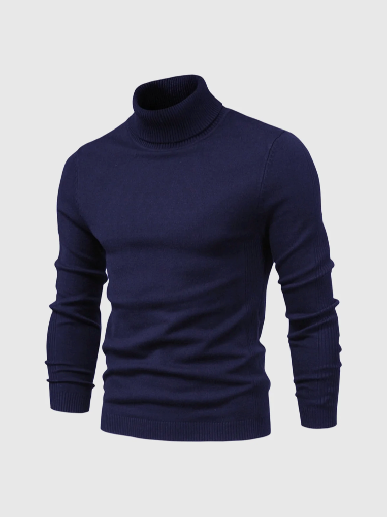 Men's Minimalist Fine Knit Turtleneck - Dark Blue