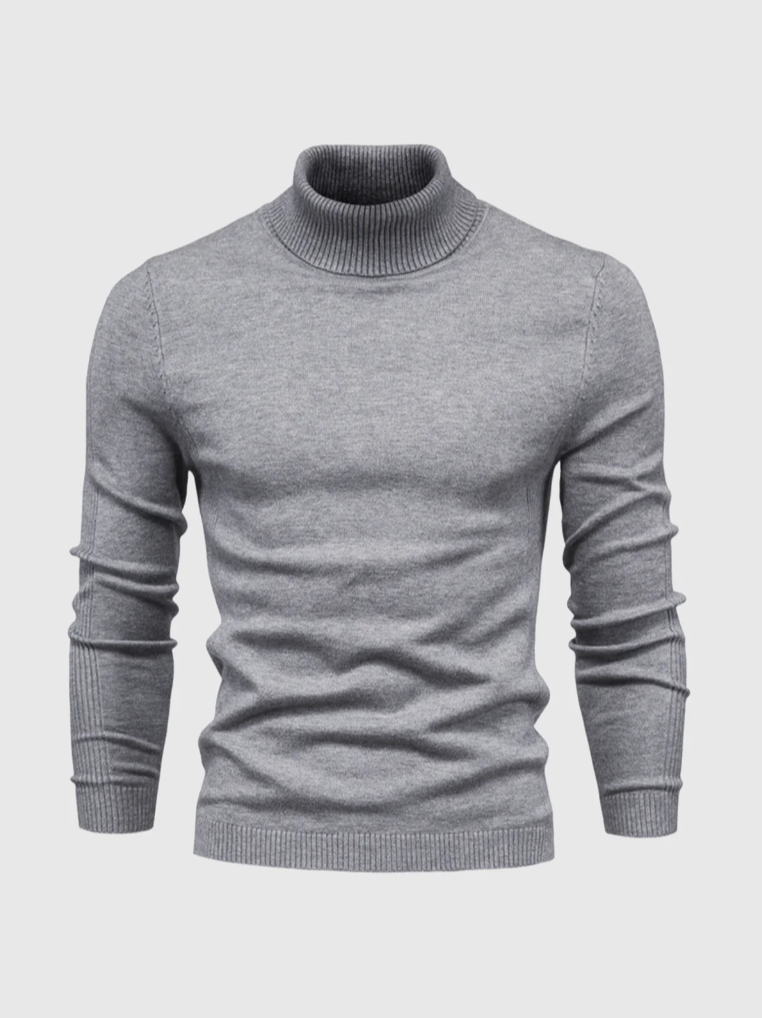 Men's Minimalist Fine Knit Turtleneck - Gray