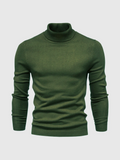 Men's Minimalist Fine Knit Turtleneck - Dark Green