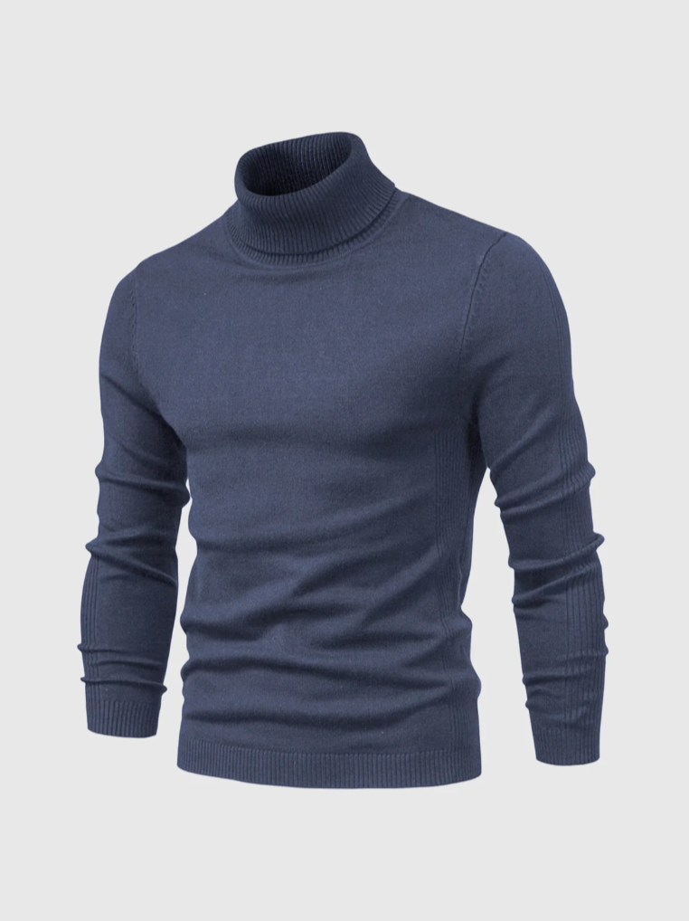 Men's Minimalist Fine Knit Turtleneck - Navy Blue