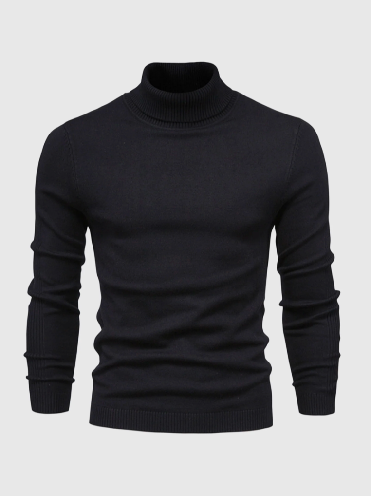 Men's Minimalist Fine Knit Turtleneck - Black