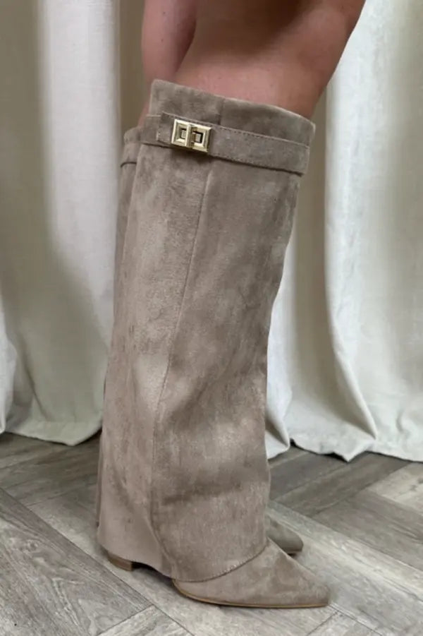 Women's Sleek Tall Leather Boots with Elegant Heel