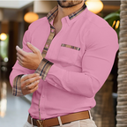 Men's Slim Fit Long Sleeve Contrast Trim Casual Shirt
