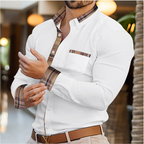 Men's Slim Fit Long Sleeve Contrast Trim Casual Shirt