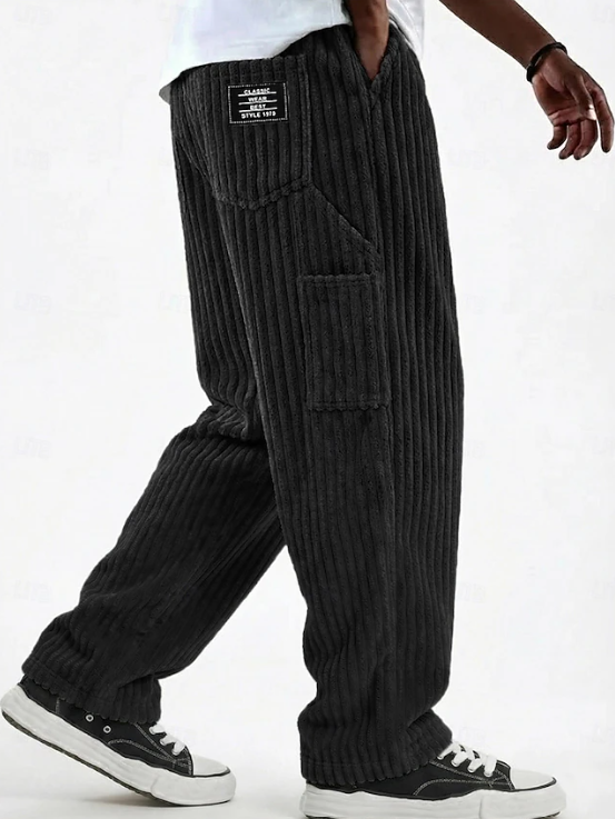 Men's Classic Soft Corduroy Pants - Black Pocket