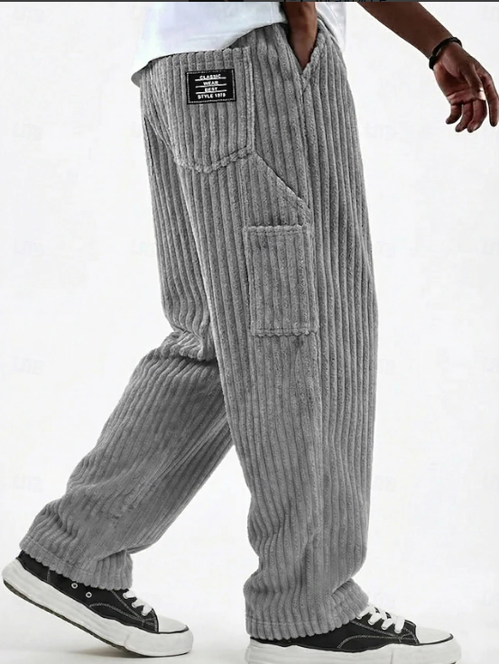 Men's Classic Soft Corduroy Pants - Gray Pocket