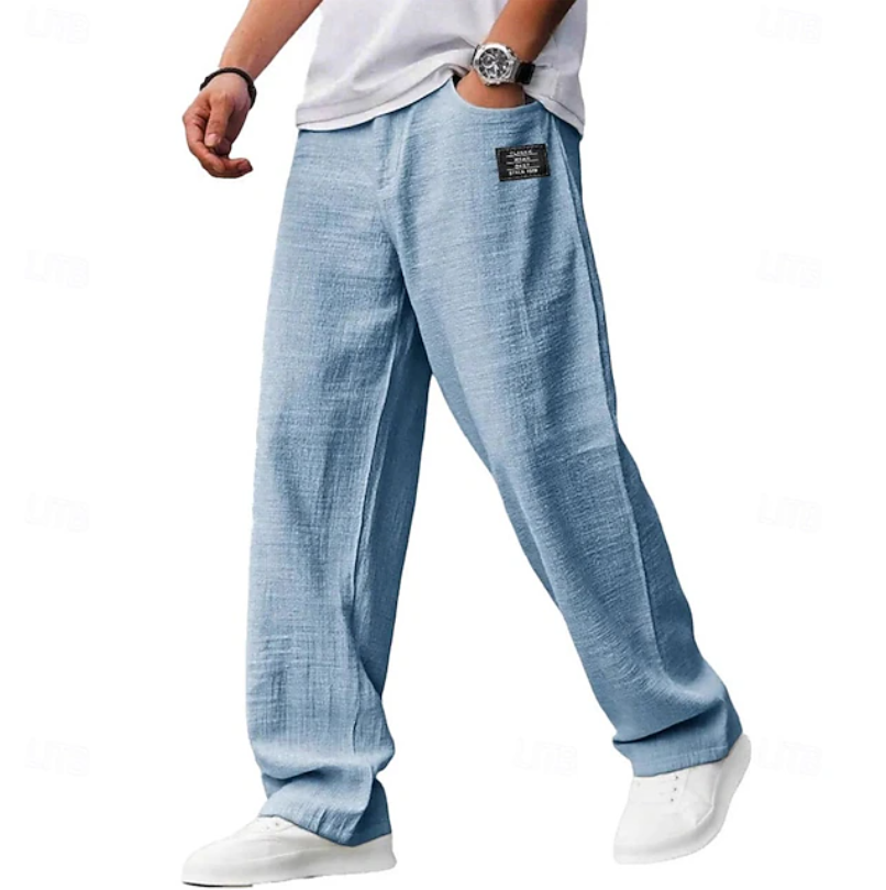 Men's Roomy Breathable Casual Pants for Everyday Wear - Blue