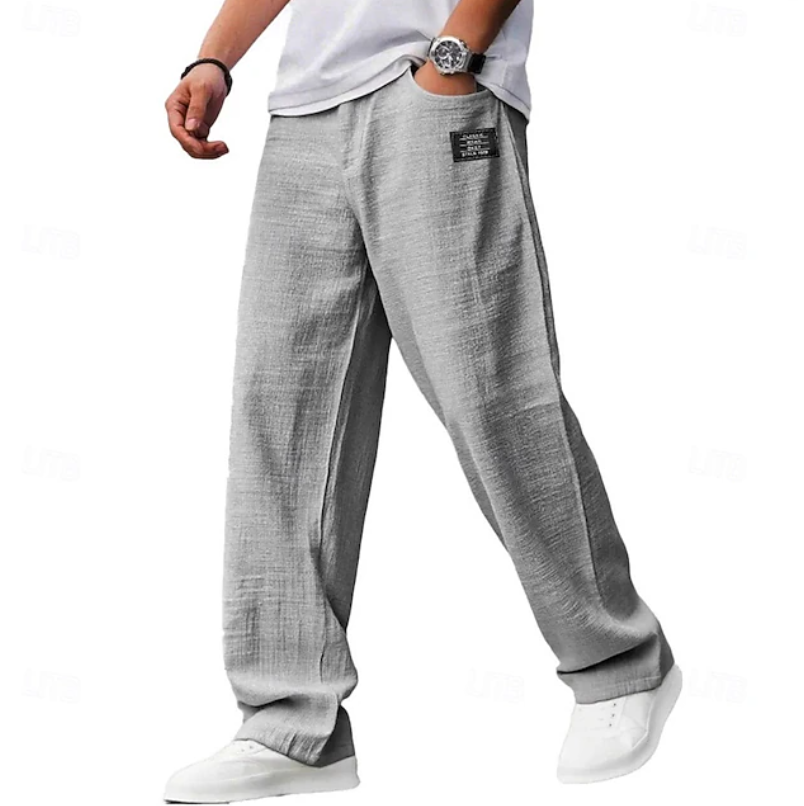 Men's Roomy Breathable Casual Pants for Everyday Wear - Gray