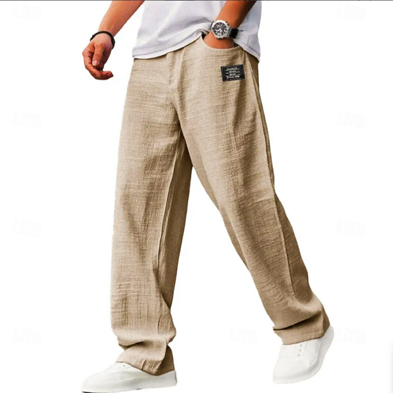 Men's Roomy Breathable Casual Pants for Everyday Wear - Beige