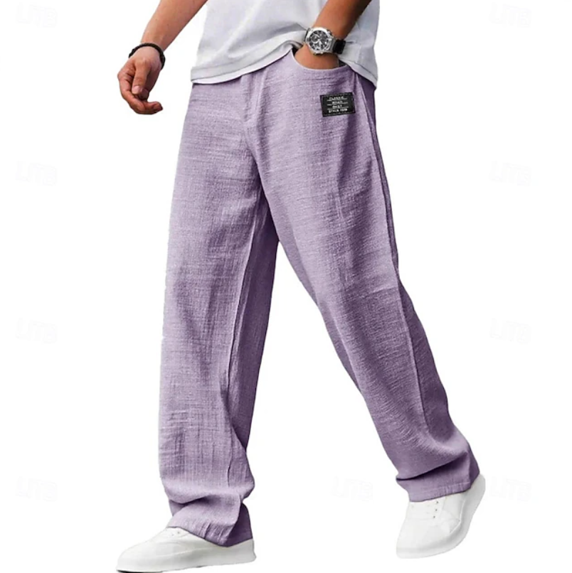 Men's Roomy Breathable Casual Pants for Everyday Wear - Purple