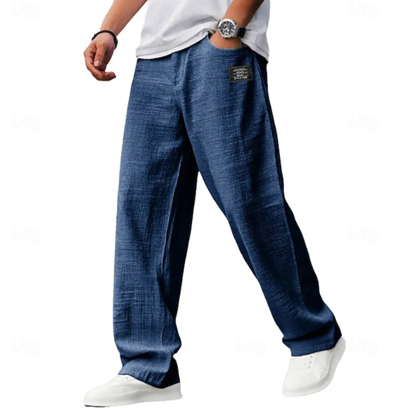 Men's Roomy Breathable Casual Pants for Everyday Wear - Navy Blue