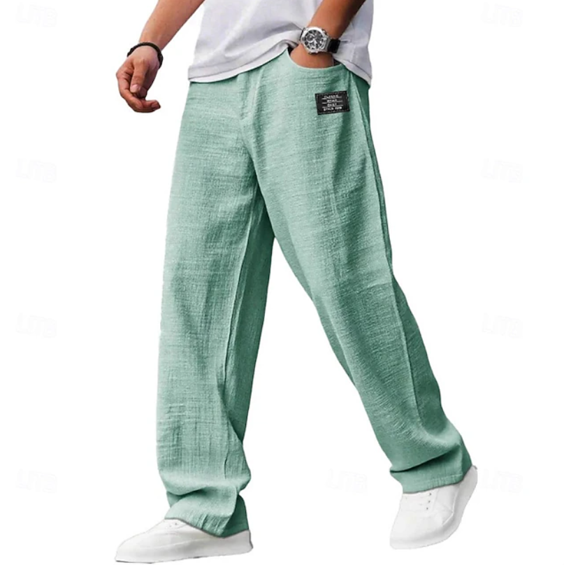 Men's Roomy Breathable Casual Pants for Everyday Wear - Green