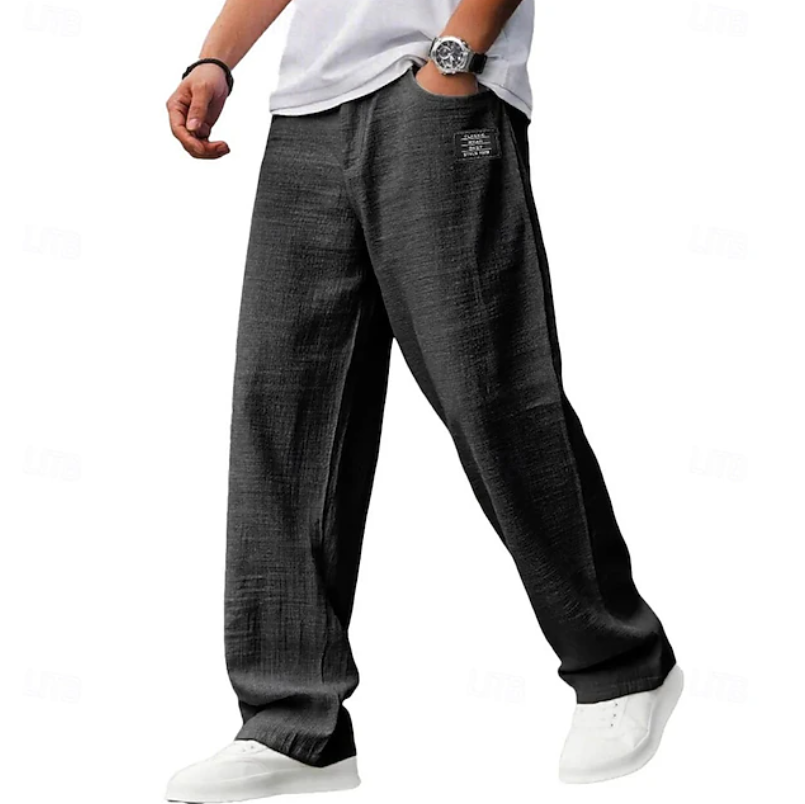 Men's Roomy Breathable Casual Pants for Everyday Wear - Black
