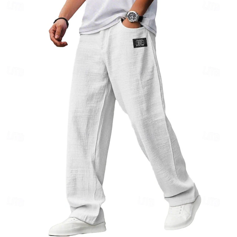 Men's Roomy Breathable Casual Pants for Everyday Wear - White