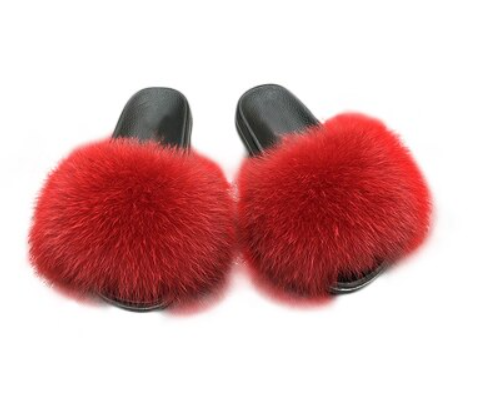 Women's Fluffy Faux Fur Slippers Soft Plush Slide