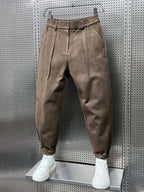 Men's Pleated Tapered Trousers Relaxed Smart Everyday Fit