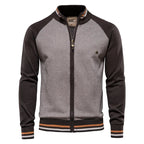 Men's Two Tone Zip Cardigan Ribbed Stand Collar Jacket
