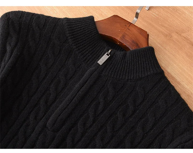Men's Australian Merino Wool Zip Neck Sweater