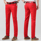 Men's Stretch Cotton Chino Trousers Breathable Regular Fit Pants
