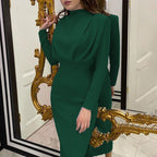 Women's Maxi Dress Sculpted Bodycon High Neck Long