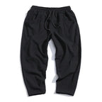 Men's Cropped Drawstring Trousers Relaxed Lightweight Summer Fit