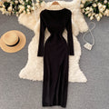 Women's Ribbed Knit Bodycon Maxi Dress – Long