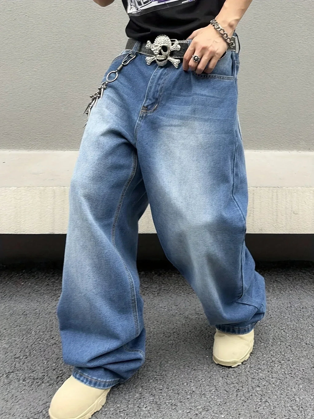 Men's Baggy Streetwear Jeans Relaxed Wide Leg Denim