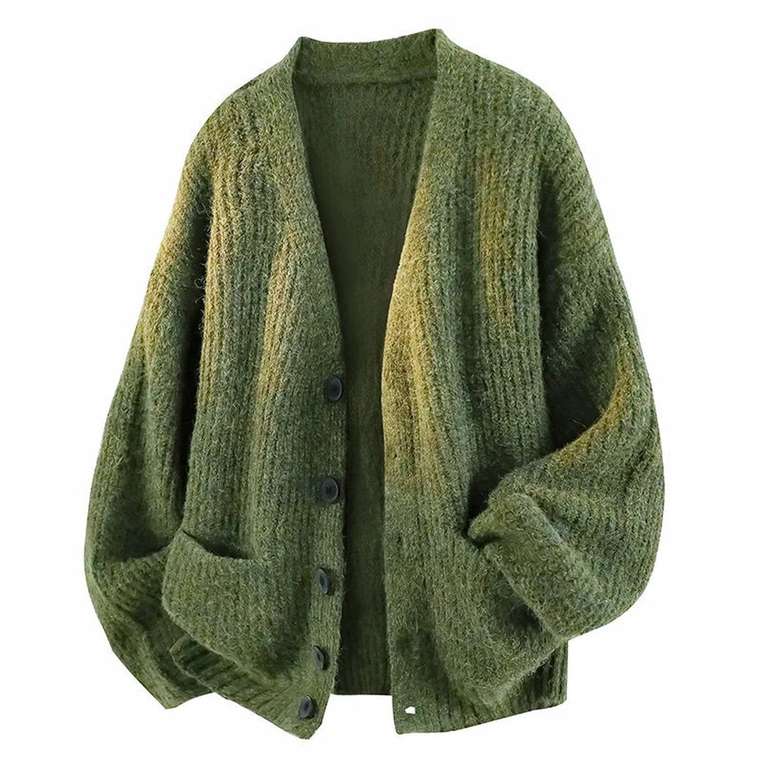 Women's Everyday Knit Cardigan with Front Pockets - Green