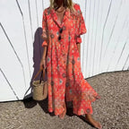 Women's Boho Floral Long Sleeve Maxi Dress