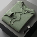 Men's Knitted Hoodie Relaxed Drawstring Pullover for Casual Wear