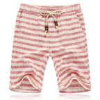 Men's Printed Linen Shorts Drawstring Waist Casual Fit