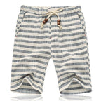 Men's Printed Linen Shorts Drawstring Waist Casual Fit