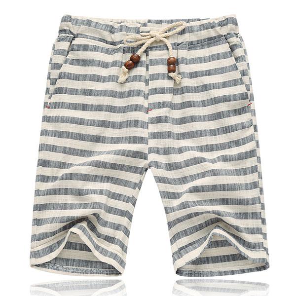 Men's Printed Linen Shorts Drawstring Waist Casual Fit