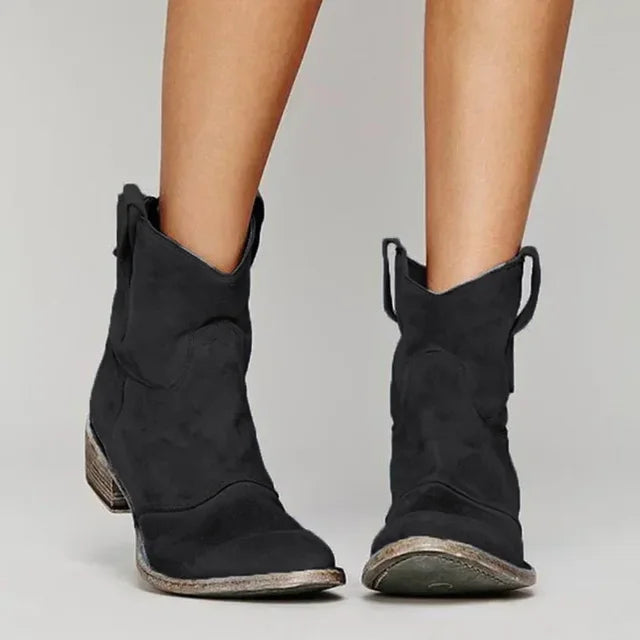 Women's Vintage Cowboy Ankle Boots – Western Style